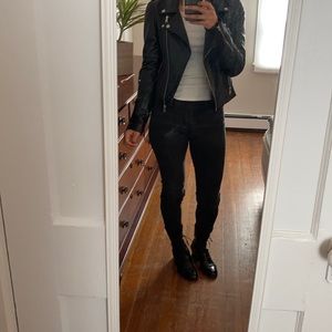 Zara Black Leather Jacket with Zip pockets